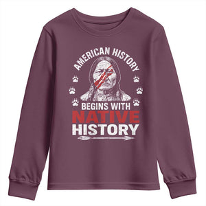 Native American History Youth Sweatshirt Indigenous Peoples Tribal Pride TS10 Maroon Print Your Wear