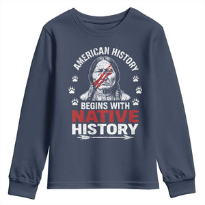 Native American History Youth Sweatshirt Indigenous Peoples Tribal Pride TS10 Navy Print Your Wear