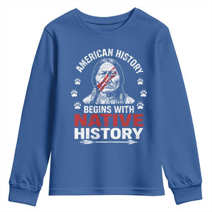 Native American History Youth Sweatshirt Indigenous Peoples Tribal Pride TS10 Royal Blue Print Your Wear
