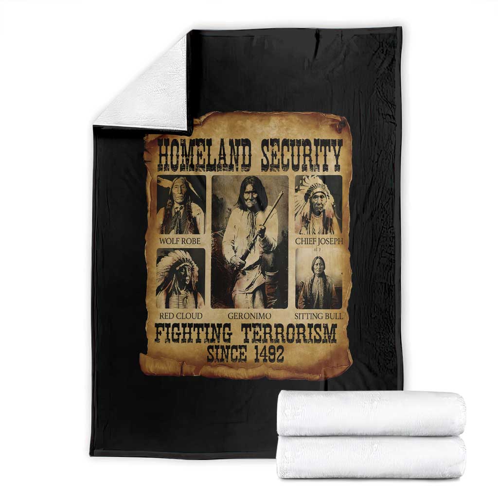 Vintage Native American Throw Blanket Homeland Security Fighting Terrorism Since 1492 TS10 Black Print Your Wear
