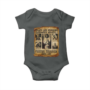 Vintage Native American Baby Onesie Homeland Security Fighting Terrorism Since 1492 TS10 Dark Heather Print Your Wear