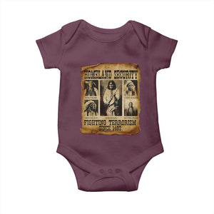 Vintage Native American Baby Onesie Homeland Security Fighting Terrorism Since 1492 TS10 Maroon Print Your Wear