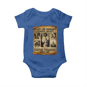 Vintage Native American Baby Onesie Homeland Security Fighting Terrorism Since 1492 TS10 Royal Blue Print Your Wear