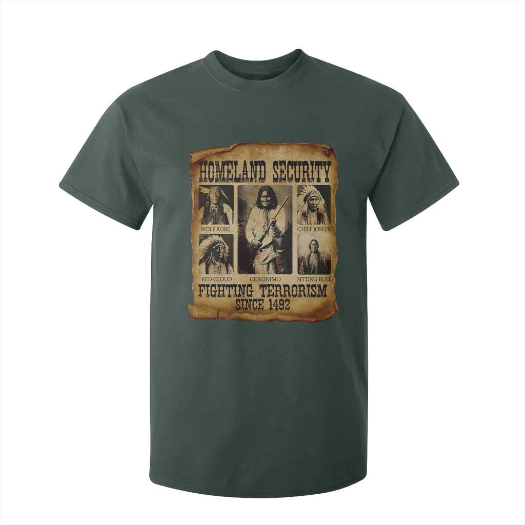Vintage Native American T Shirt For Kid Homeland Security Fighting Terrorism Since 1492 TS10 Dark Forest Green Print Your Wear