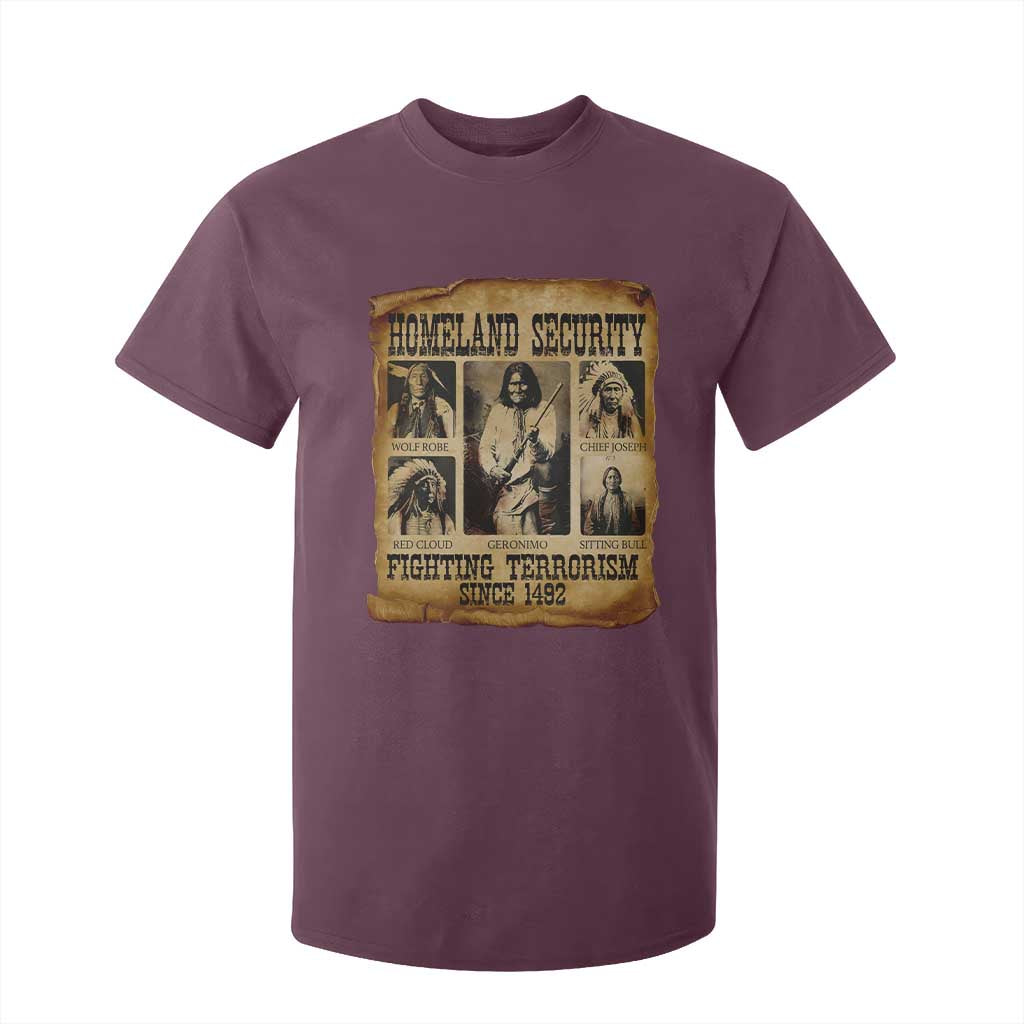 Vintage Native American T Shirt For Kid Homeland Security Fighting Terrorism Since 1492 TS10 Maroon Print Your Wear