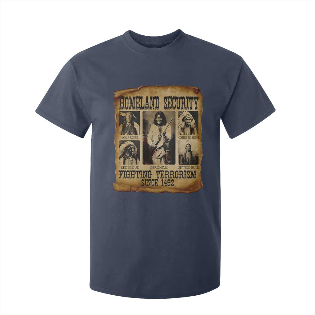 Vintage Native American T Shirt For Kid Homeland Security Fighting Terrorism Since 1492 TS10 Navy Print Your Wear
