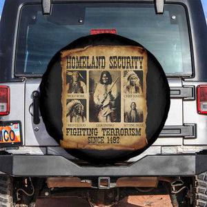 Vintage Native American Spare Tire Cover Homeland Security Fighting Terrorism Since 1492 TS10 No hole Black Print Your Wear
