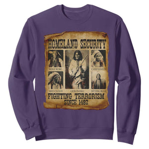 Vintage Native American Sweatshirt Homeland Security Fighting Terrorism Since 1492 TS10 Purple Print Your Wear