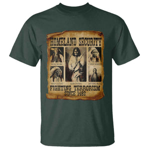 Vintage Native American T Shirt Homeland Security Fighting Terrorism Since 1492 TS10 Dark Forest Green Print Your Wear