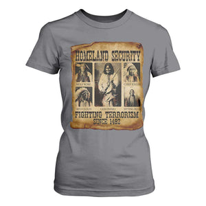 Vintage Native American T Shirt For Women Homeland Security Fighting Terrorism Since 1492 TS10 Charcoal Print Your Wear