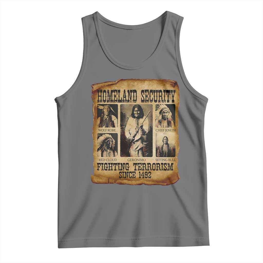 Vintage Native American Tank Top Homeland Security Fighting Terrorism Since 1492 TS10 Black Heather Print Your Wear