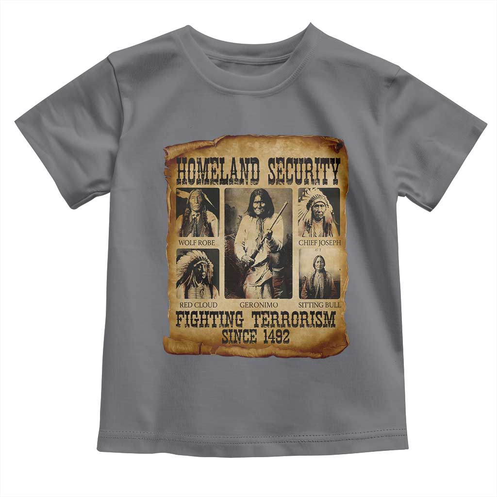 Vintage Native American Toddler T Shirt Homeland Security Fighting Terrorism Since 1492 TS10 Charcoal Print Your Wear