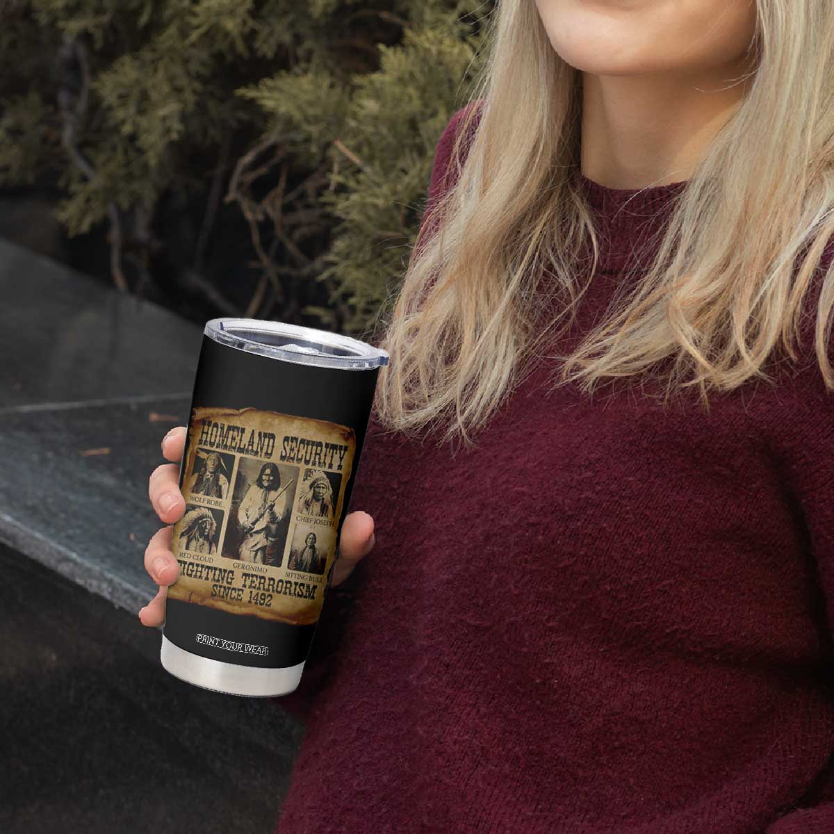 Vintage Native American Tumbler Cup Homeland Security Fighting Terrorism Since 1492 TS10 Print Your Wear