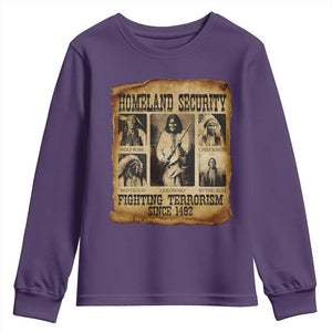Vintage Native American Youth Sweatshirt Homeland Security Fighting Terrorism Since 1492 TS10 Purple Print Your Wear