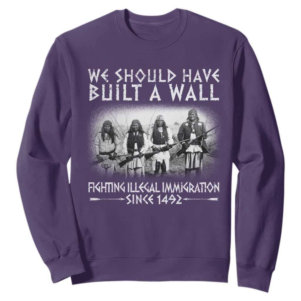 Vintage Native American Sweatshirt We Should Have Built A Wall TS10 Purple Print Your Wear