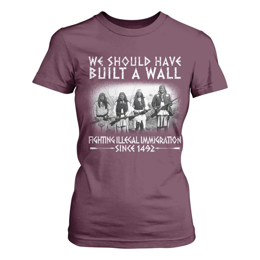 Vintage Native American T Shirt For Women We Should Have Built A Wall TS10 Maroon Print Your Wear