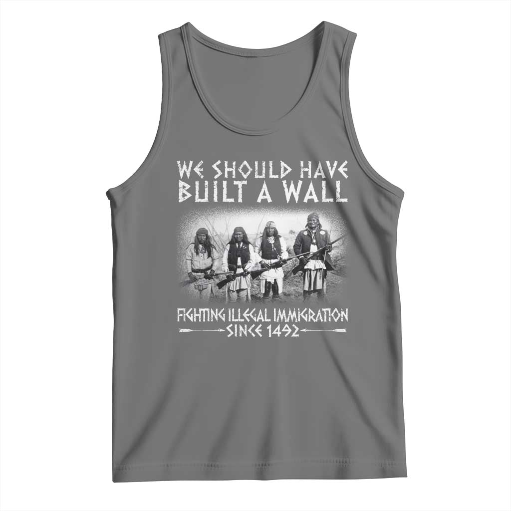 Vintage Native American Tank Top We Should Have Built A Wall TS10 Black Heather Print Your Wear