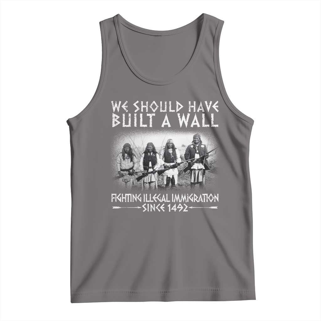 Vintage Native American Tank Top We Should Have Built A Wall TS10 Deep Heather Print Your Wear