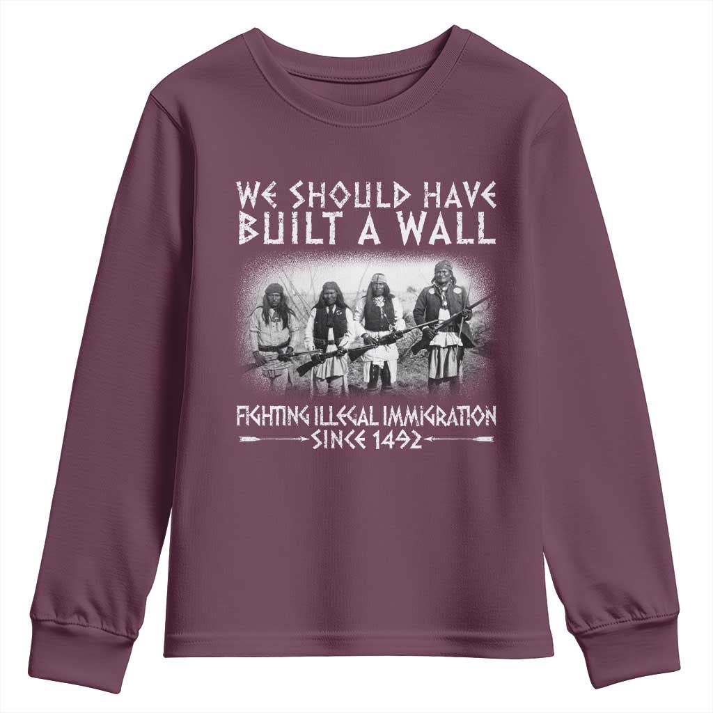 Vintage Native American Youth Sweatshirt We Should Have Built A Wall TS10 Maroon Print Your Wear