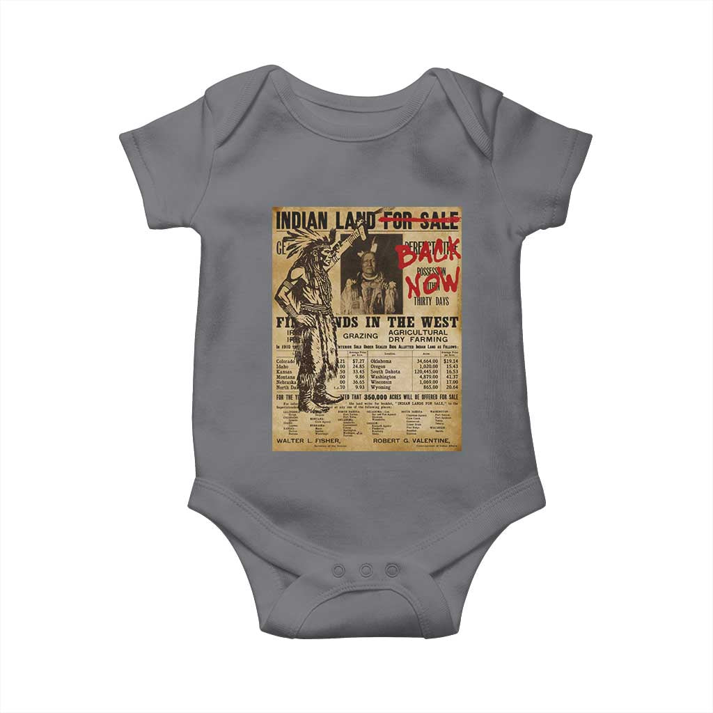 Native American Baby Onesie Indian Land For Back Now TS10 Charcoal Print Your Wear