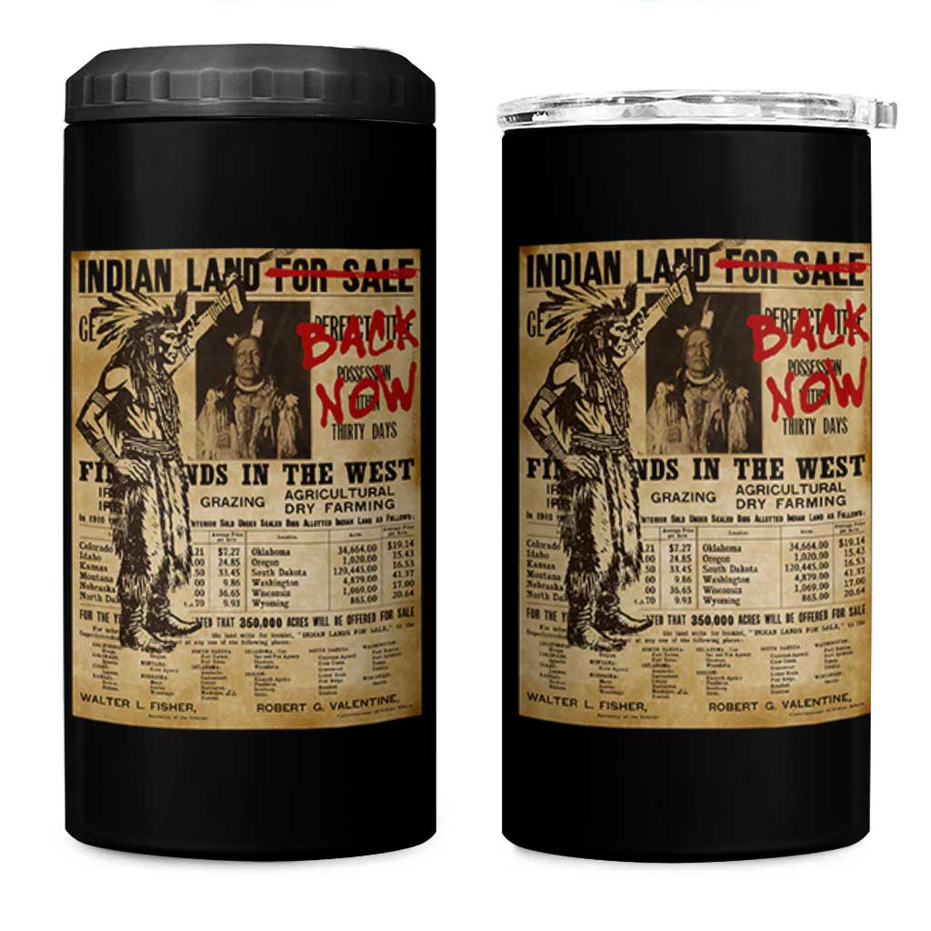Native American 4 in 1 Can Cooler Tumbler Indian Land For Back Now TS10 One Size: 16 oz Black Print Your Wear