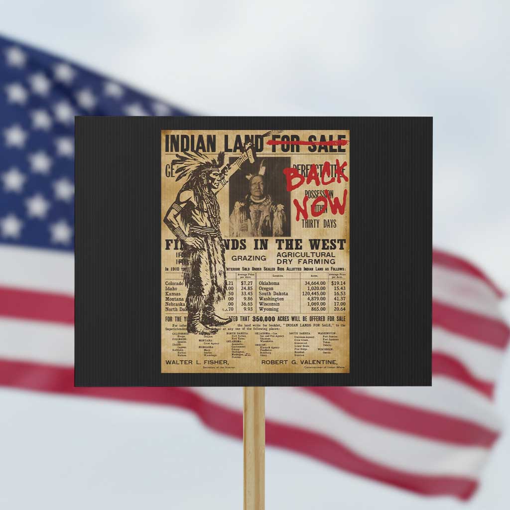 Native American Protest Sign Indian Land For Back Now TS10 Horizontal 18