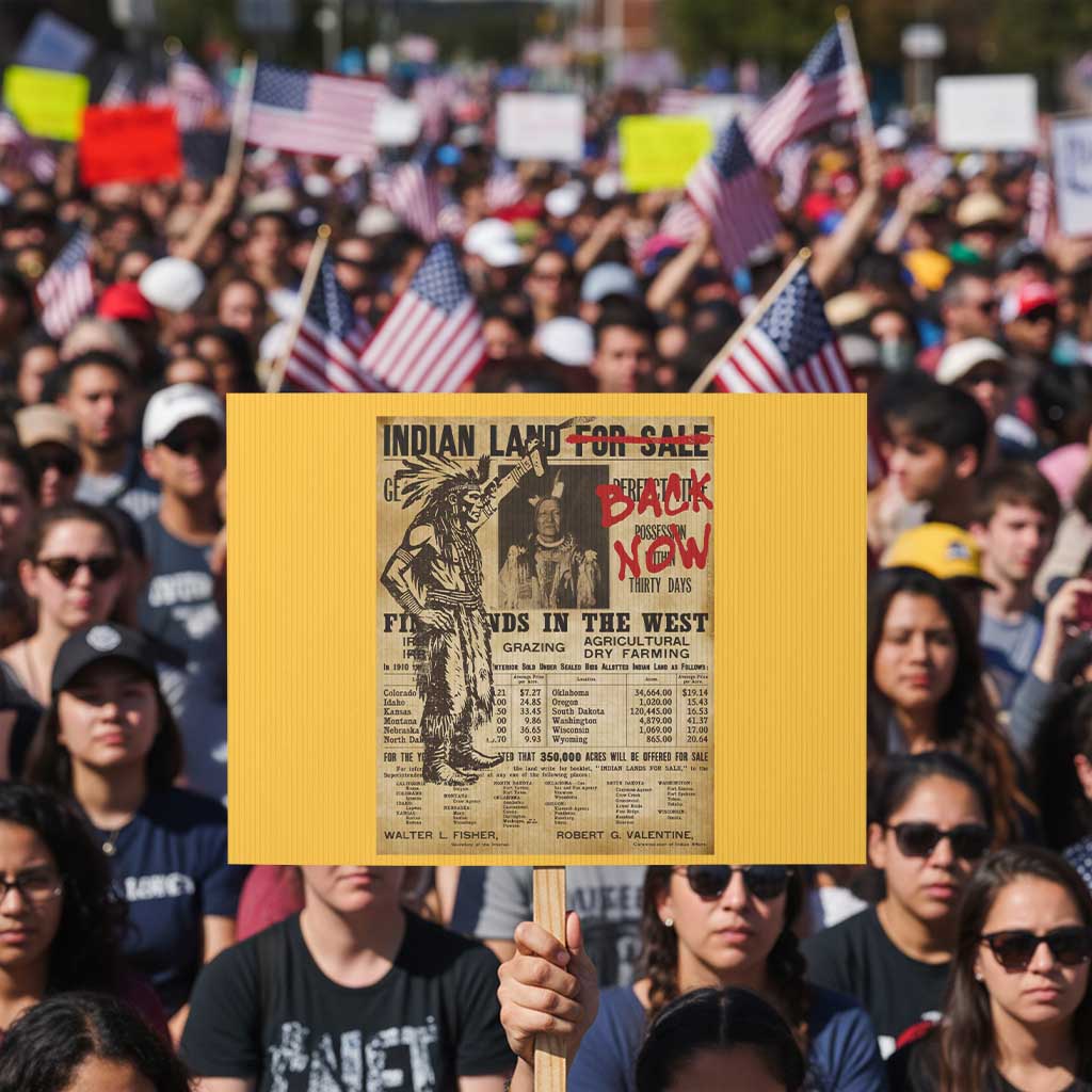 Native American Protest Sign Indian Land For Back Now TS10 Horizontal 18
