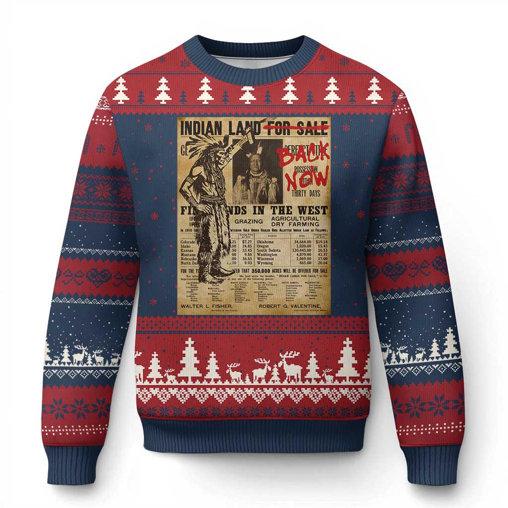 Native American Ugly Christmas Sweater Indian Land For Back Now TS10 Navy Red Print Your Wear