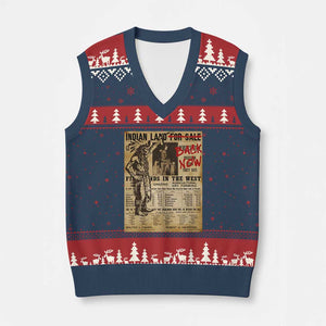 Native American V-Neck Knit Sweater Vest Indian Land For Back Now TS10 Navy Red Print Your Wear