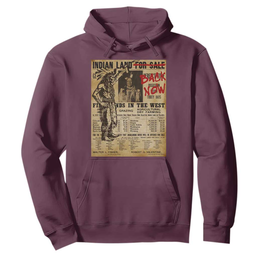 Native American Hoodie Indian Land For Back Now TS10 Maroon Print Your Wear