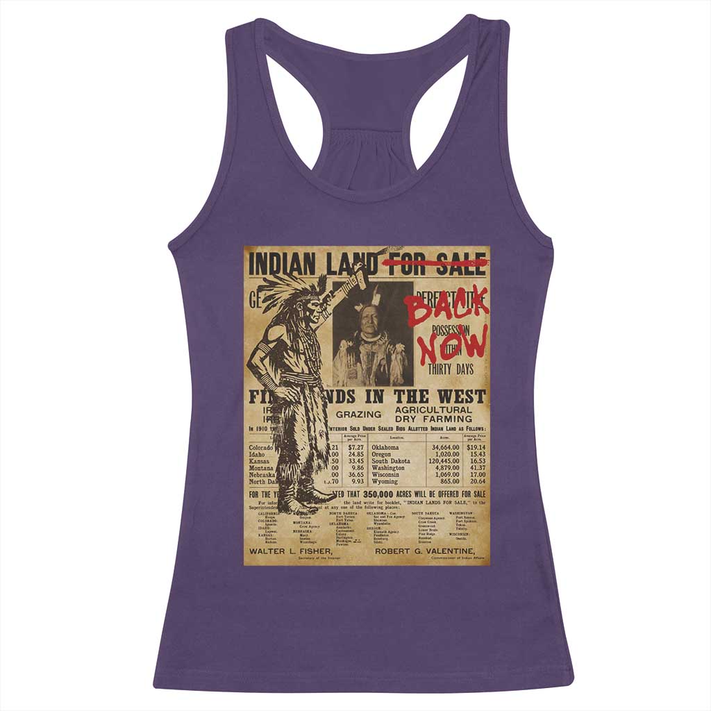 Native American Racerback Tank Top Indian Land For Back Now TS10 Purple Print Your Wear
