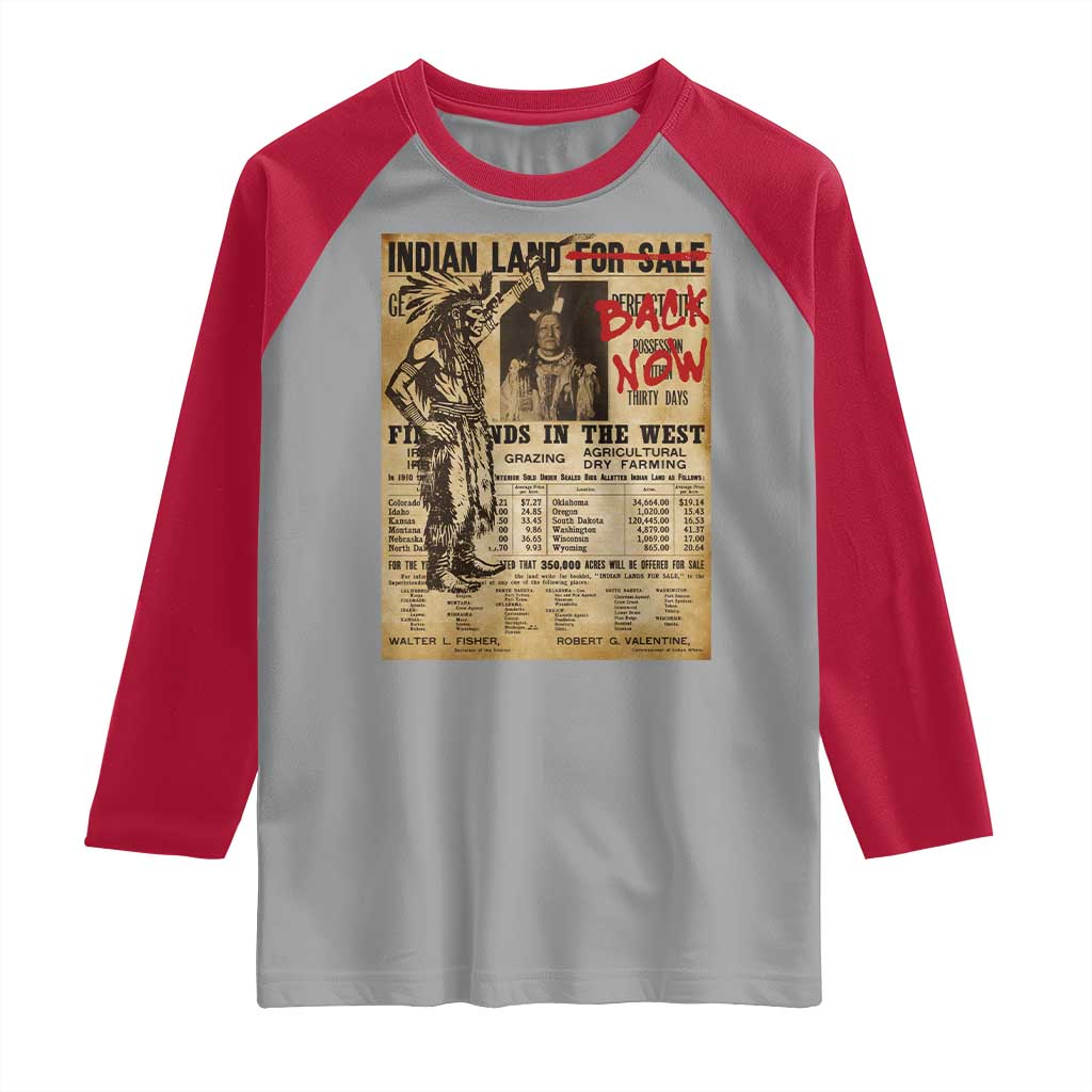 Native American Raglan Shirt Indian Land For Back Now TS10 Sport Gray Red Print Your Wear