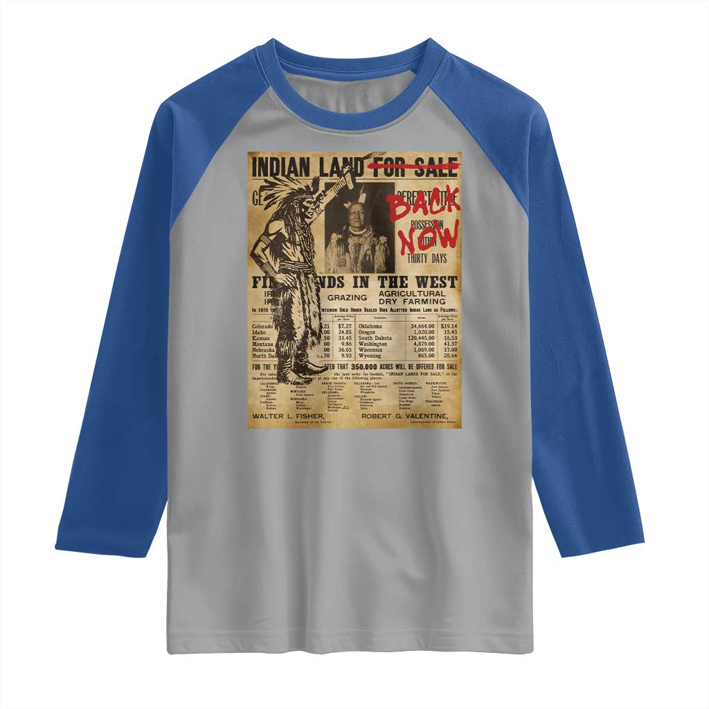 Native American Raglan Shirt Indian Land For Back Now TS10 Sport Gray Royal Print Your Wear