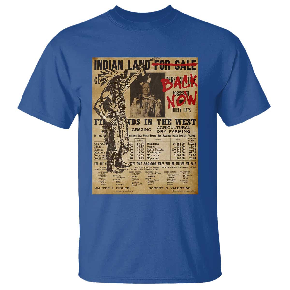 Native American T Shirt Indian Land For Back Now TS10 Royal Blue Print Your Wear