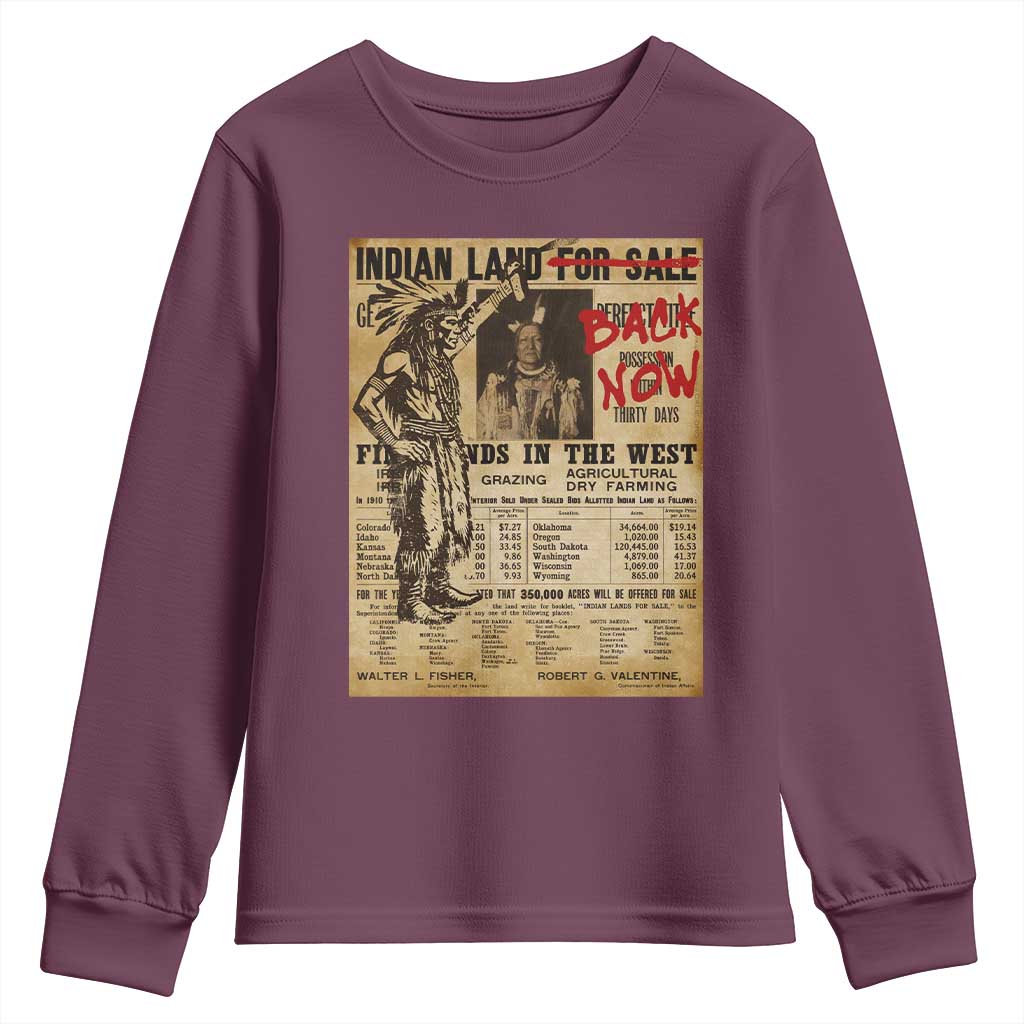 Native American Youth Sweatshirt Indian Land For Back Now TS10 Maroon Print Your Wear
