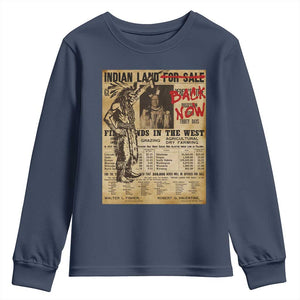 Native American Youth Sweatshirt Indian Land For Back Now TS10 Navy Print Your Wear