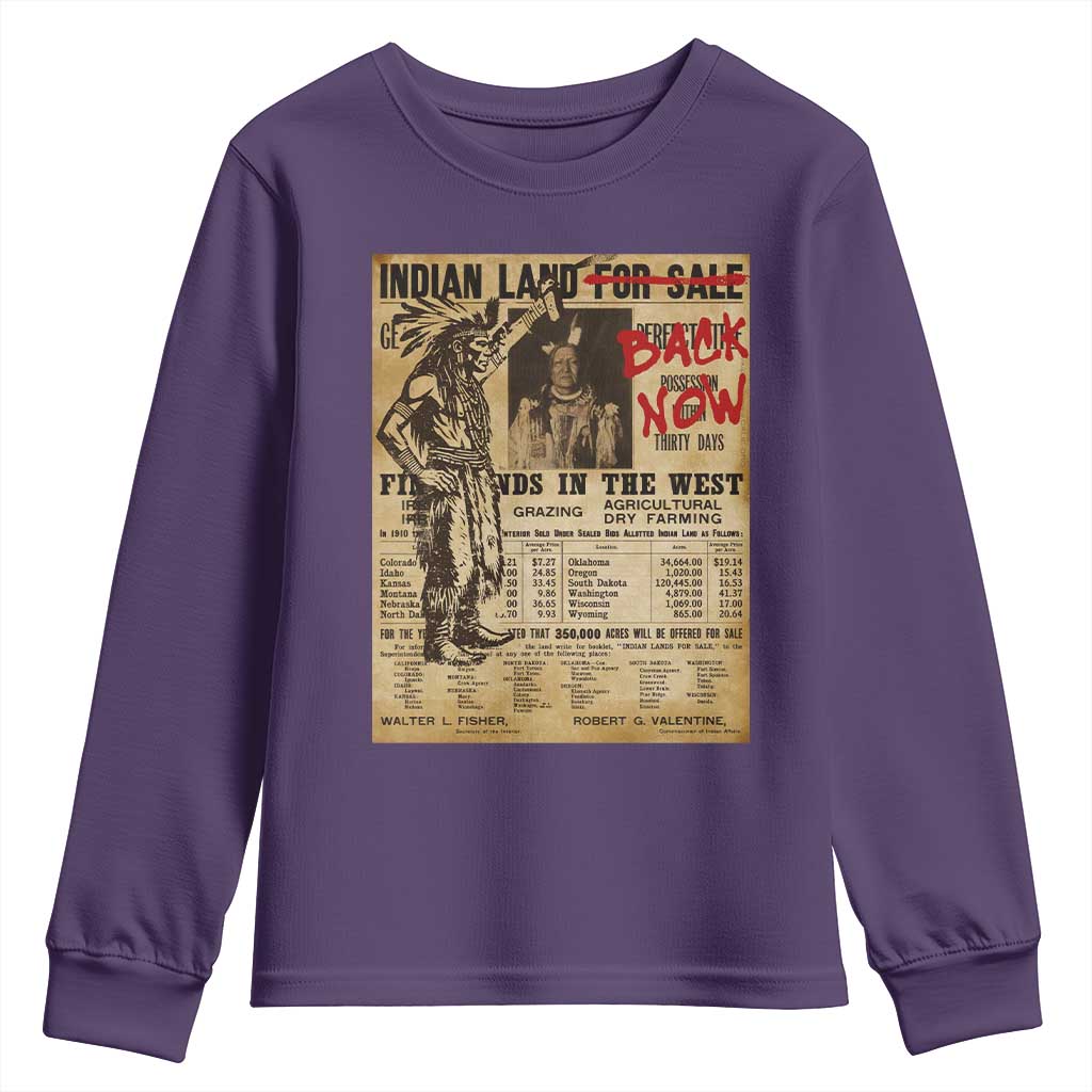 Native American Youth Sweatshirt Indian Land For Back Now TS10 Purple Print Your Wear
