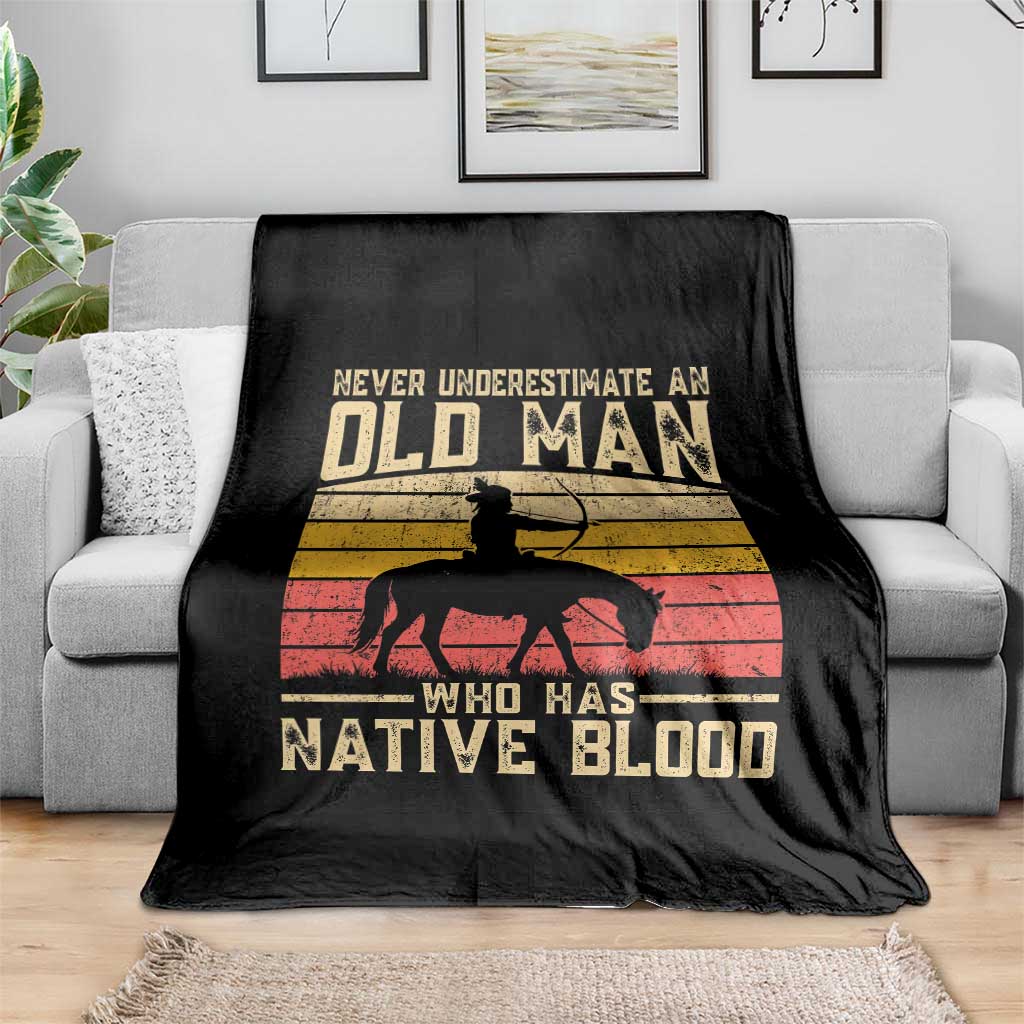 Funny Native American Throw Blanket Never Underestimate An Old Man Native American TS10 Print Your Wear