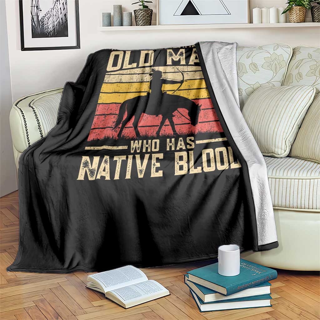 Funny Native American Throw Blanket Never Underestimate An Old Man Native American TS10 Print Your Wear