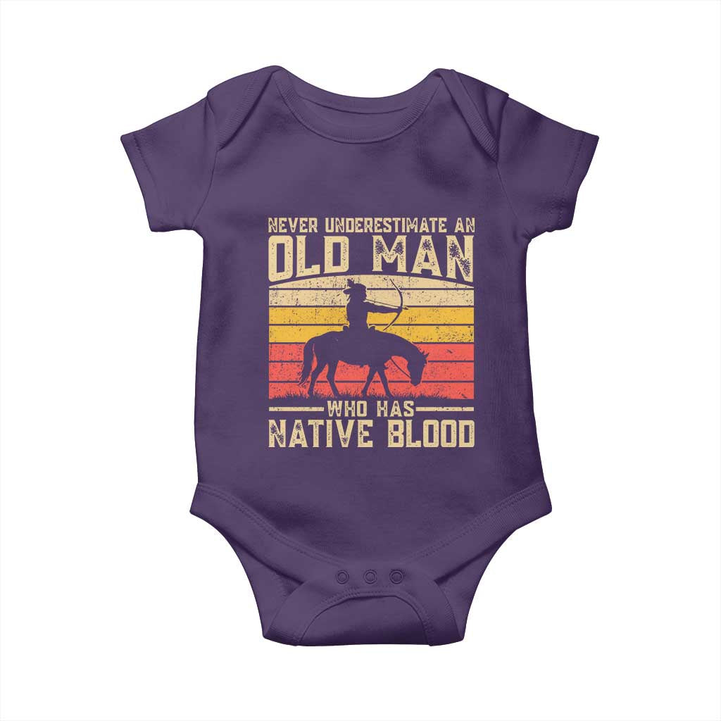 Funny Native American Baby Onesie Never Underestimate An Old Man Native American TS10 Purple Print Your Wear