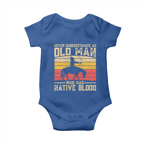 Funny Native American Baby Onesie Never Underestimate An Old Man Native American TS10 Royal Blue Print Your Wear