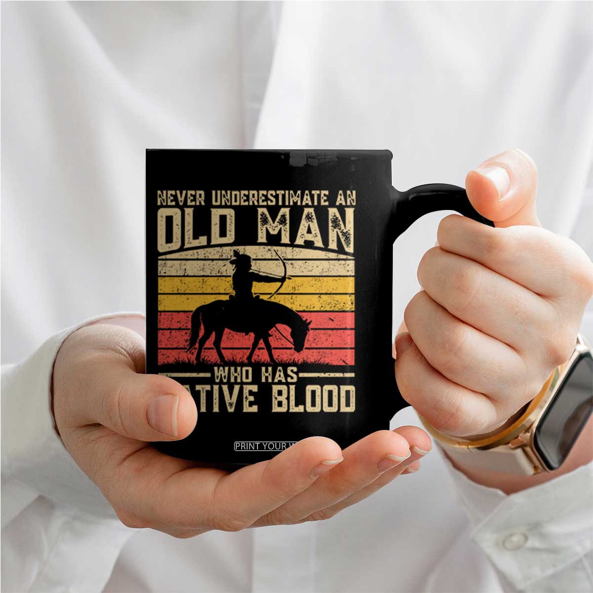 Funny Native American Coffee Mug Never Underestimate An Old Man Native American TS10 Print Your Wear