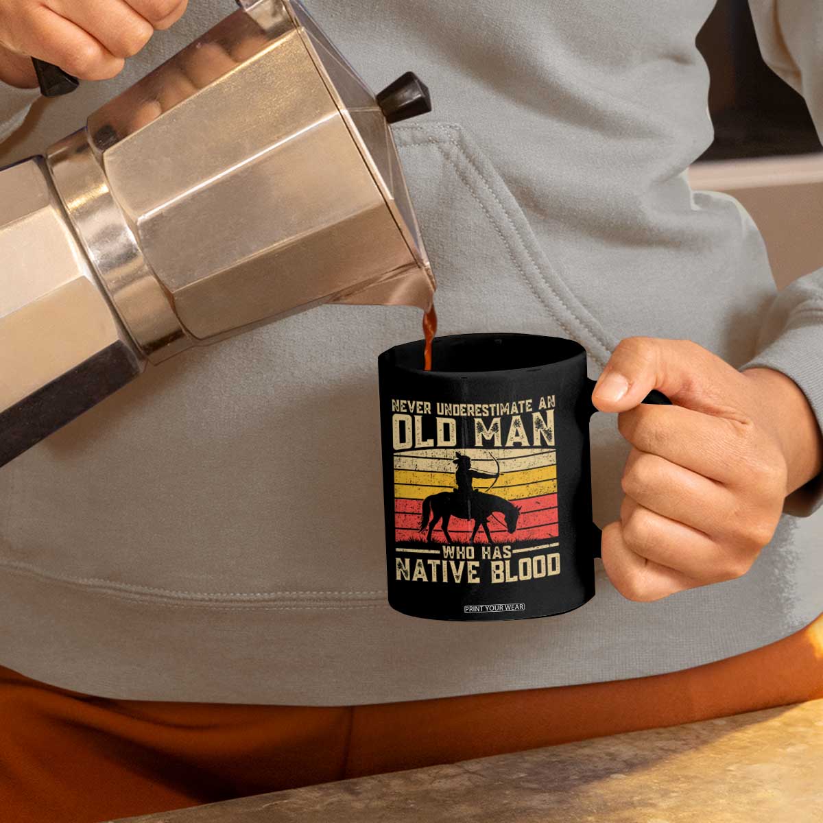 Funny Native American Coffee Mug Never Underestimate An Old Man Native American TS10 Print Your Wear