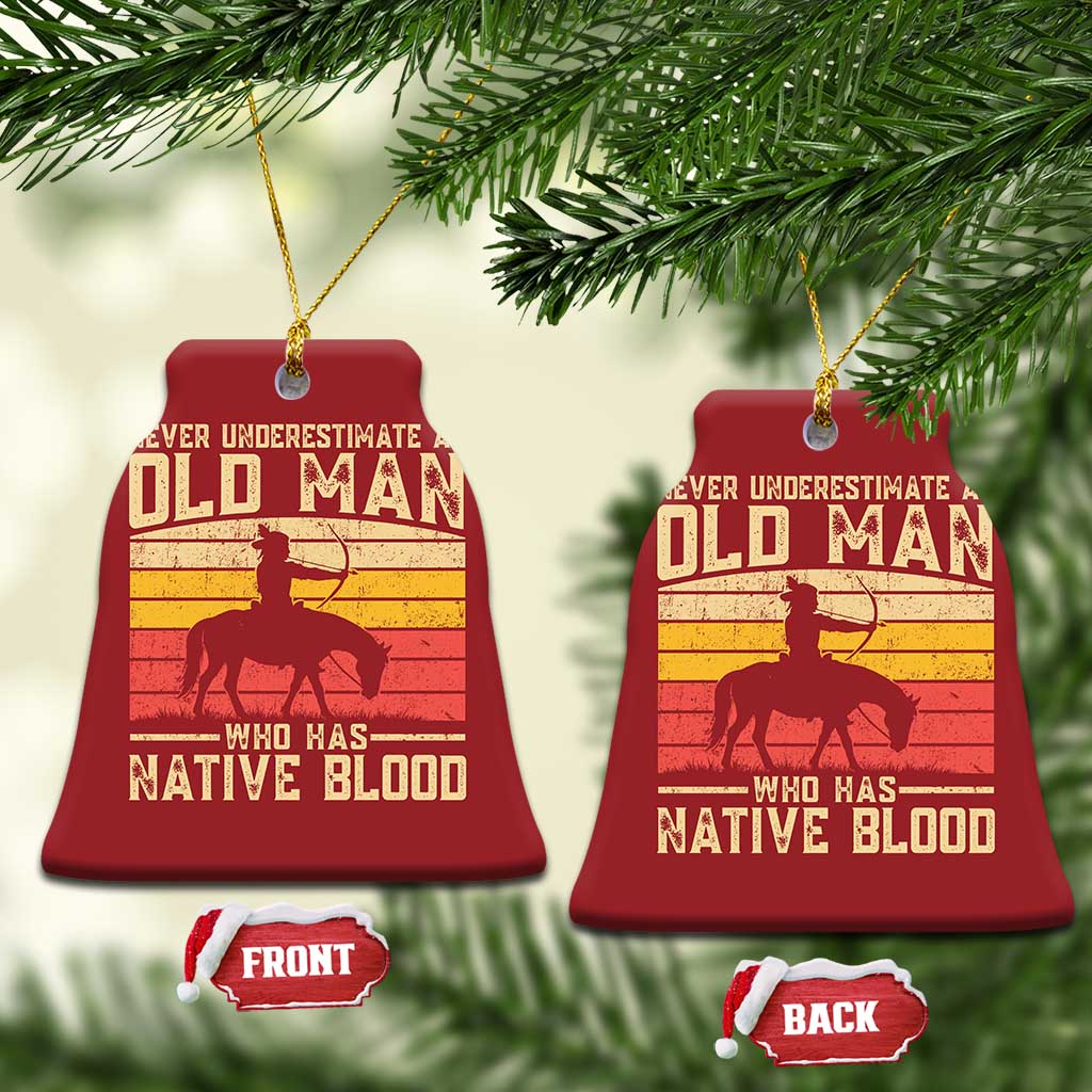 Funny Native American Christmas Ornament Never Underestimate An Old Man Native American TS10 Bell Flake Red Print Your Wear