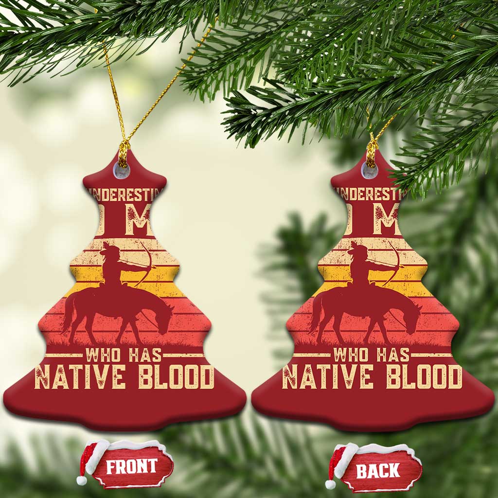 Funny Native American Christmas Ornament Never Underestimate An Old Man Native American TS10 Christmas Tree Red Print Your Wear