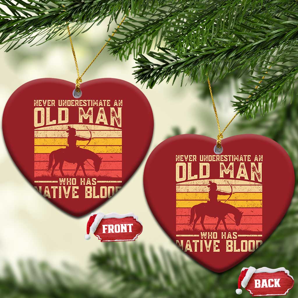 Funny Native American Christmas Ornament Never Underestimate An Old Man Native American TS10 Heart Red Print Your Wear