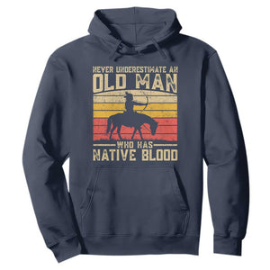 Funny Native American Hoodie Never Underestimate An Old Man Native American TS10 Navy Print Your Wear