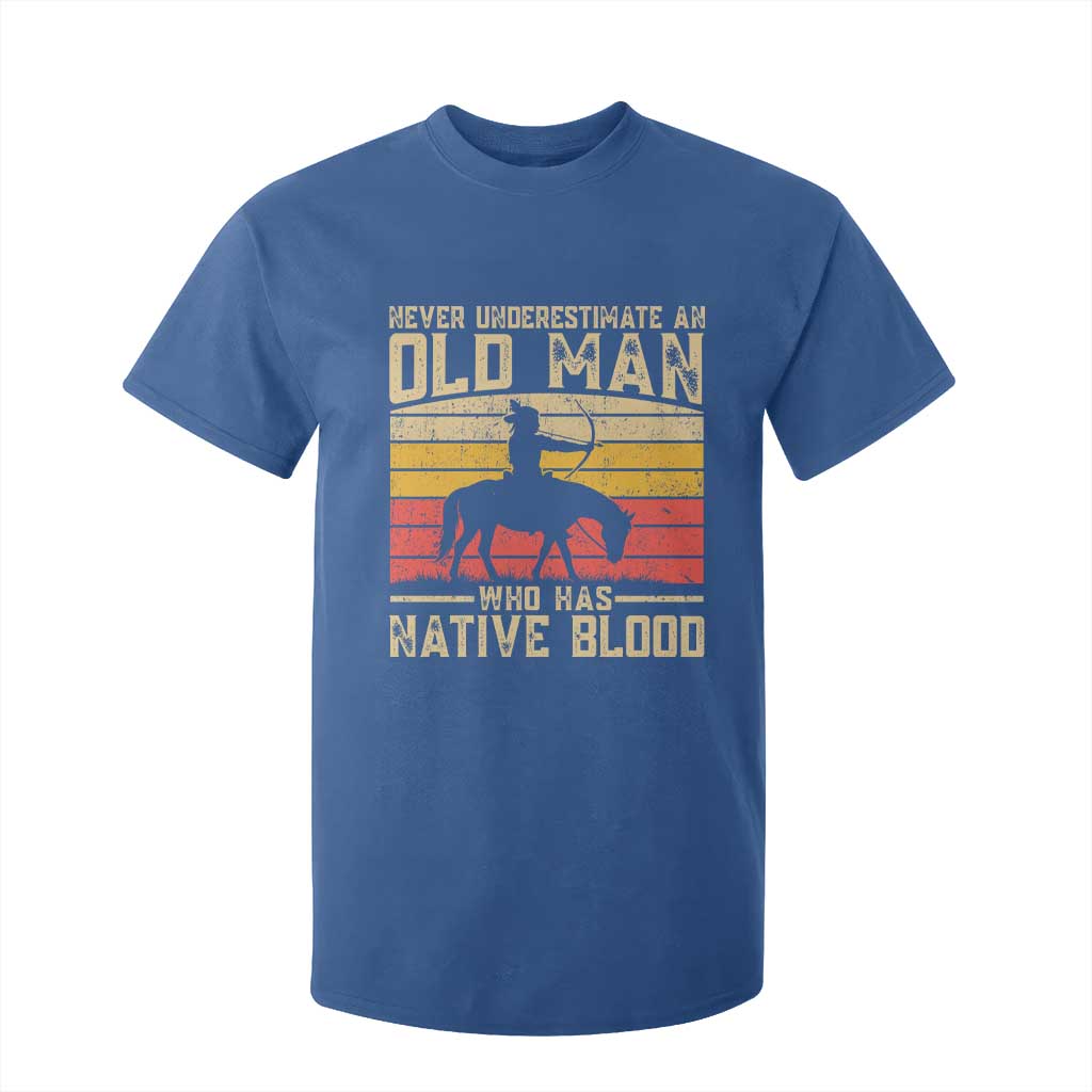 Funny Native American T Shirt For Kid Never Underestimate An Old Man Native American TS10 Royal Blue Print Your Wear