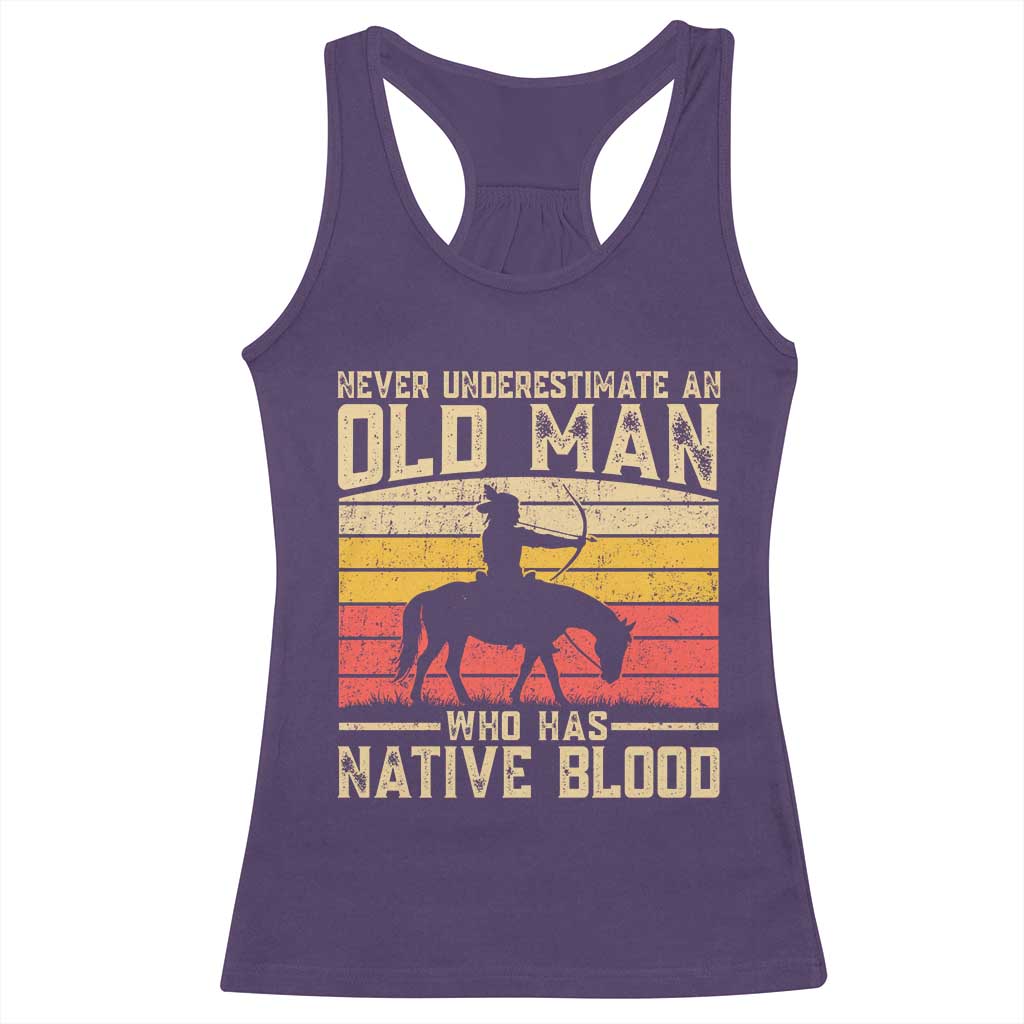 Funny Native American Racerback Tank Top Never Underestimate An Old Man Native American TS10 Purple Print Your Wear