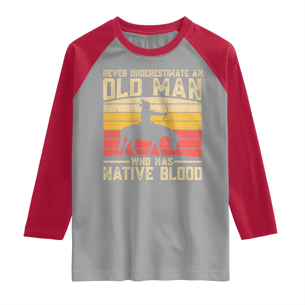 Funny Native American Raglan Shirt Never Underestimate An Old Man Native American TS10 Sport Gray Red Print Your Wear